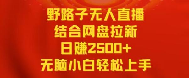 野路子无人直播结合网盘拉新，日赚2500+，小白无脑轻松上手【揭秘】