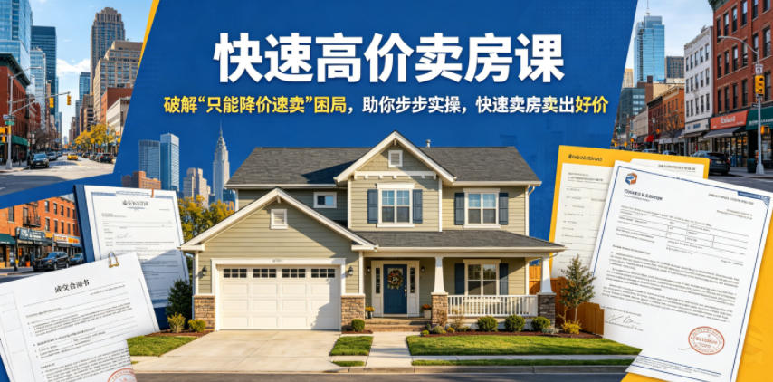 快速高价卖房课，破解“只能降价速卖”困局，助你步步实操，快速卖房卖出好价(更新2026)