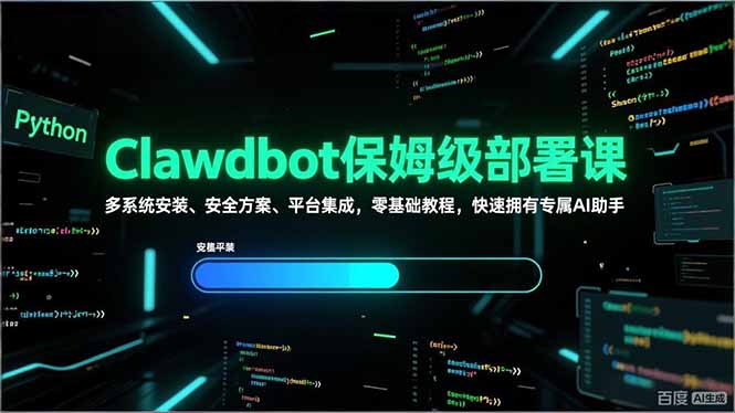 Clawdbot保姆级部署课，多系统安装、安全方案、平台集成，零基础教程，快速拥有专属AI助手