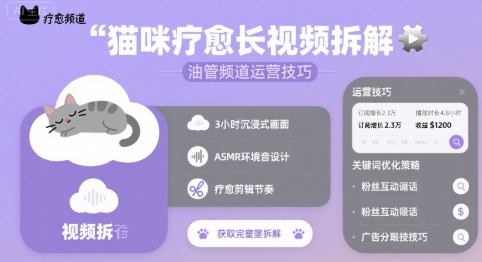猫咪疗愈长视频拆解 &油管频道运营技巧