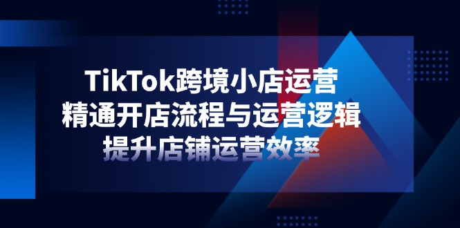TikTok跨境小店运营，精通开店流程与运营逻辑，提升店铺运营效率