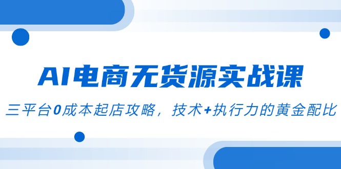 AI电商无货源实战课，三平台0成本起店攻略，技术+执行力的黄金配比
