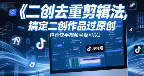 短视频二创去重剪辑法，搞定二创作品过原创，抖音快手视频号都可以