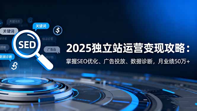2025独立站运营变现攻略：掌握SEO优化、广告投放、数据诊断，月业绩50万+
