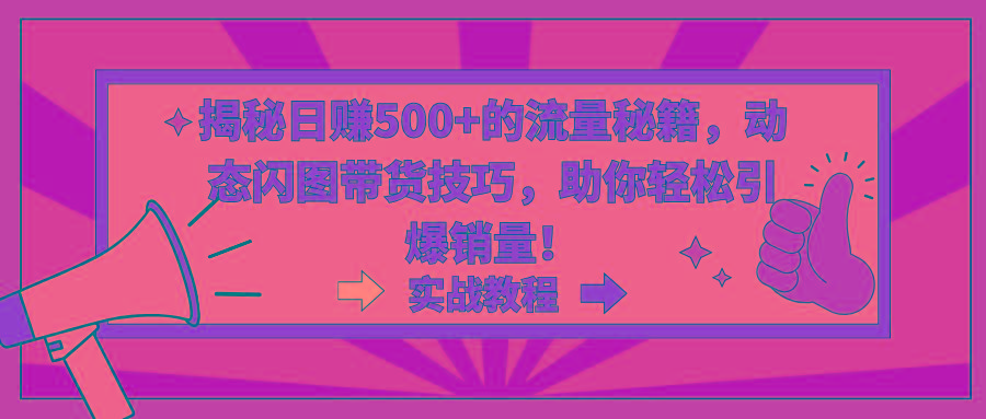 揭秘日赚500+的流量秘籍，动态闪图带货技巧，助你轻松引爆销量！