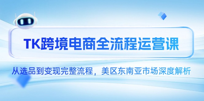 TK跨境电商全流程运营课，从选品到变现完整流程，美区东南亚市场深度解析