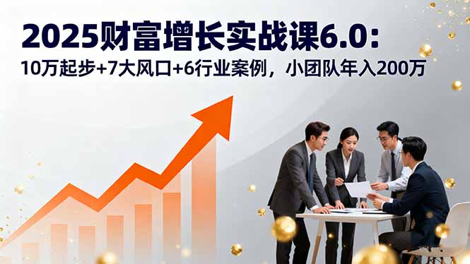 2025财富增长实战课6.0：10万起步+7大风口+6行业案例，小团队年入200万
