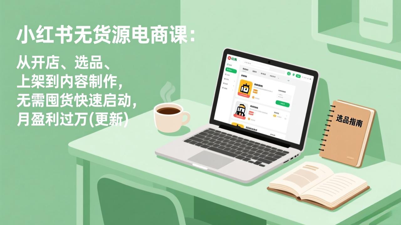 小红书无货源电商课：从开店、选品、上架到内容制作，无需囤货快速启动，月盈利过万(更新