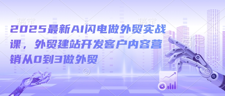 2025最新AI闪电做外贸实战课,外贸建站开发客户内容营销从0到3做外贸