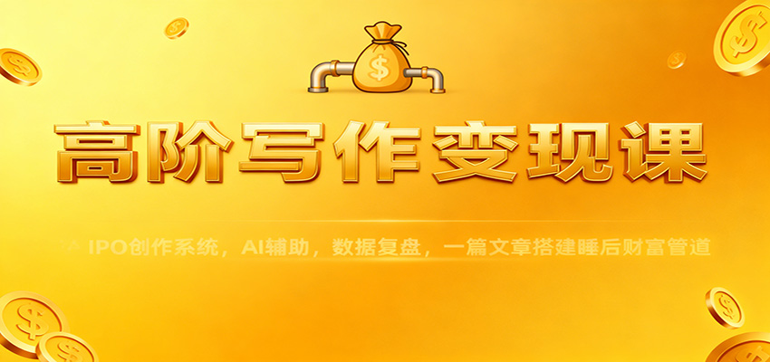 高阶写作变现课：IPO创作系统，AI辅助，数据复盘，一篇文章搭建睡后财富管道