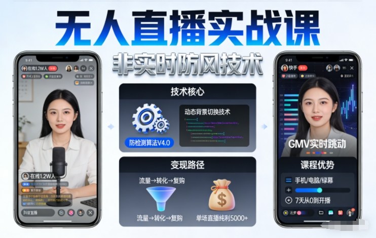 宝子哥无人直播实战课，非实时防风技术，聚焦抖音快手等平台直播带货，轻松开启直播变现之路(更新2026年5月17日)