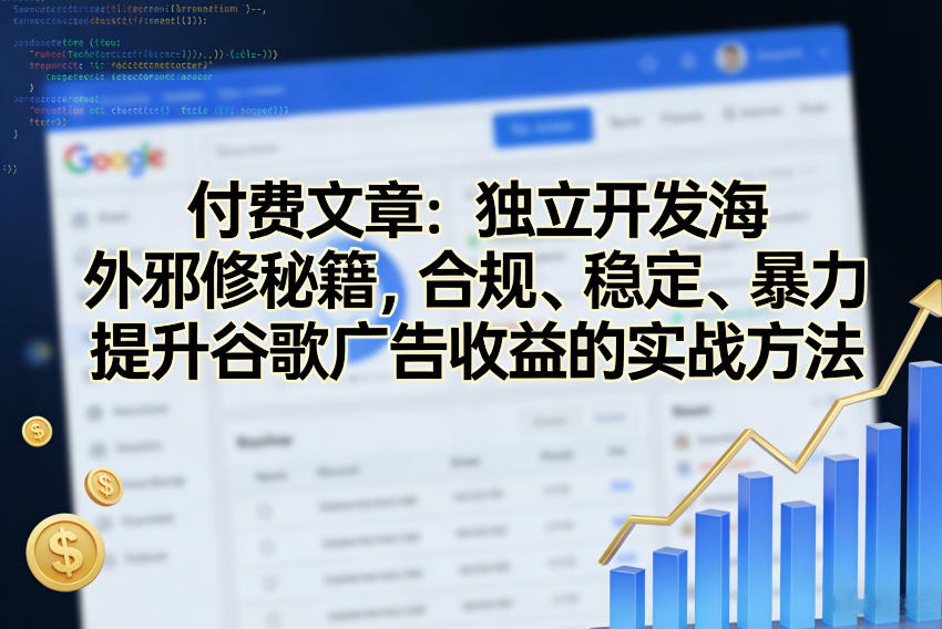 付费文章:独立开发海外邪修秘籍,合规、稳定、暴力提升谷歌广告收益的实战方法