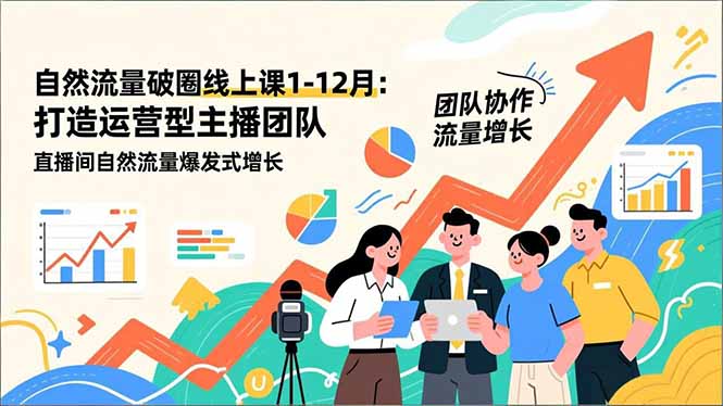 自然流量破圈线上课1-12月：打造运营型主播团队 直播间自然流量爆发式增长
