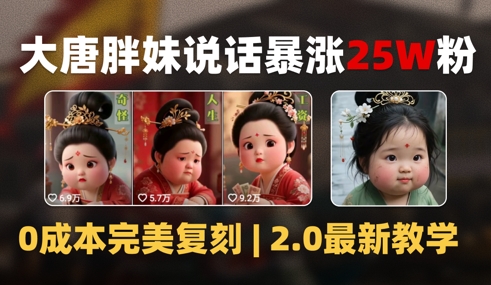 AI大唐胖贵妃说话2.0，40条视频暴涨40w粉，附独家变现攻略