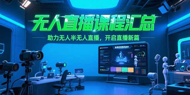 无人直播课程汇总，含非实时防风技术，助力无人半无人直播，开启直播新篇