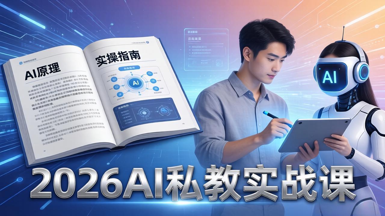 2026AI私教实战课：从AI原理到全场景实操，零基础学会用AI提效+单人单干创业