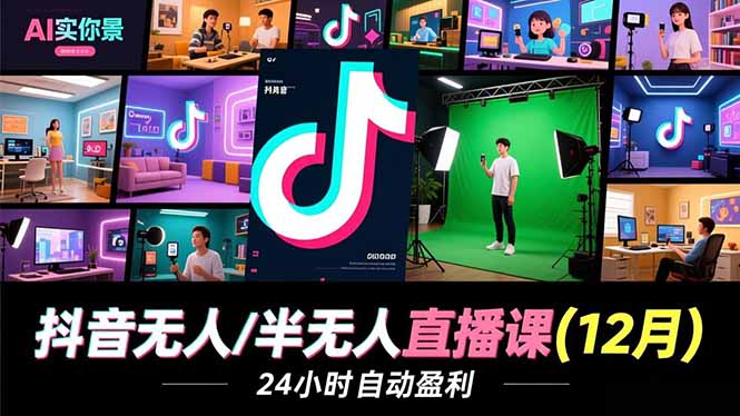 抖音无人/半无人直播课(12月