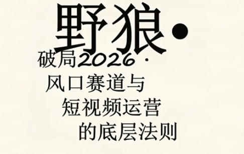 野狼团队·多平台实操运营课，覆盖AI口播、服装、好物、漫剪等热门玩法(更新4月)