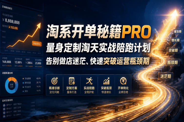 淘系开单秘籍PRO，量身定制淘天实战陪跑计划，告别做店迷茫、快速突破运营瓶颈期(2026年6月11)