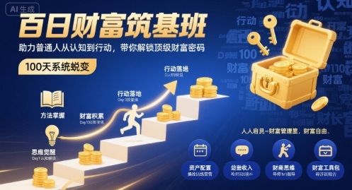 百日财富筑基班,助力普通人从认知到行动,带你解锁顶级财富密码