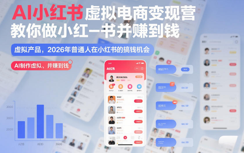 AI小红书虚拟电商变现营，教你做小红书并賺到钱，虚拟产品，2026年普通人在小红书的搞钱机会(更新中)