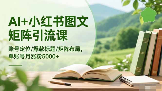 AI+小红书图文矩阵引流课：账号定位/爆款标题/矩阵布局/单账号月涨粉5000+