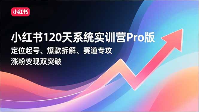 小红书120天系统实训营Pro版，定位起号、爆款拆解、赛道专攻，实现涨粉变现双突破