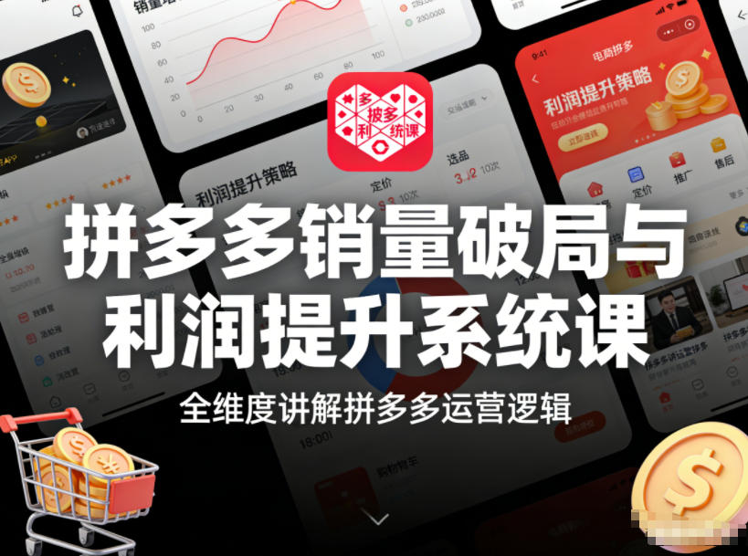 拼多多销量破局与利润提升系统课，全维度讲解拼多多运营逻辑
