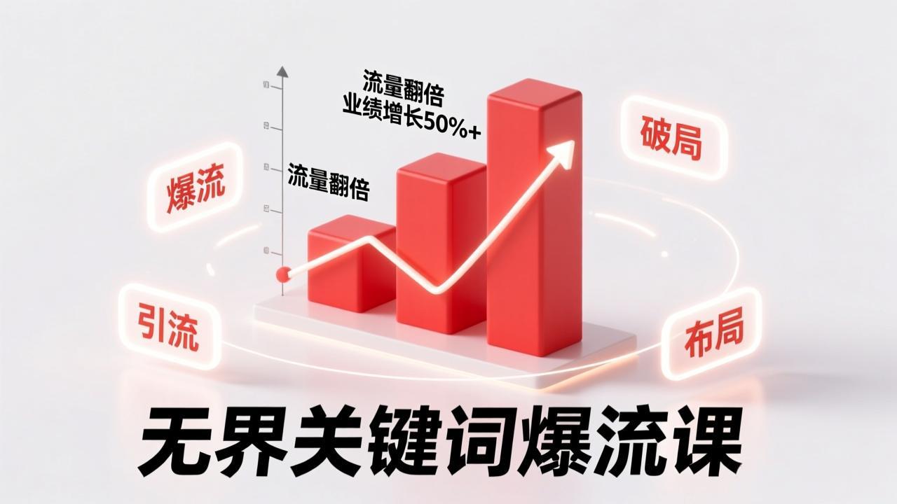 无界关键词爆流课，破局布局逻辑、阶段精准引流，实现流量翻倍，店铺业绩增长50%+。