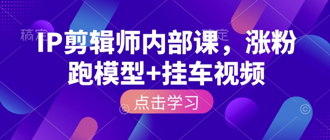 IP剪辑师内部课，涨粉跑模型+挂车视频(更新)