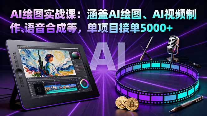 AI绘图实战课：涵盖AI绘图、AI视频制作、语音合成等，单项目接单5000+