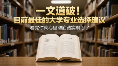 付费文章：一文道破！目前最佳的大学专业选择建议，看完你就心里彻底踏实明朗了