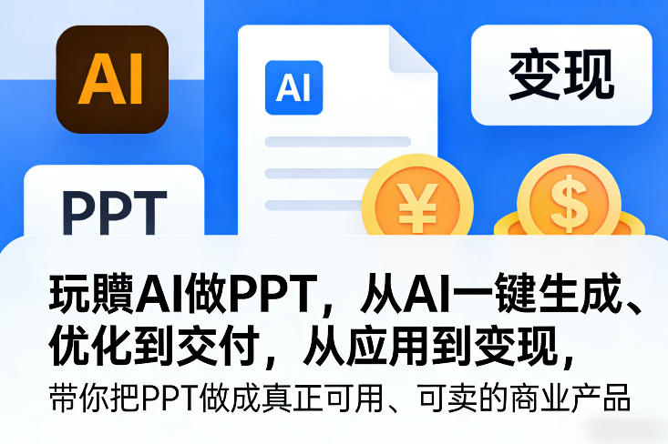 玩賺AI做PPT，从AI一键生成、优化到交付，从应用到变现，带你把PPT做成真正可用、可卖的商业产品(更新0513)