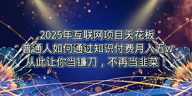 2025年互联网项目天花板，普通人如何通过卖项目实现逆风翻盘，月入5W＋！