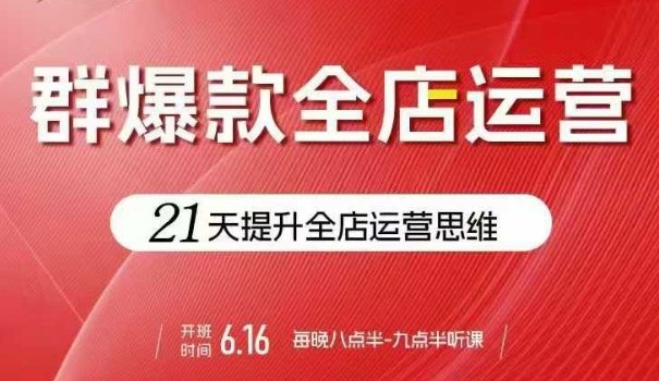 贾真电商群爆款全店运营，21天提升全店运营思维，起店、全店运营爆款不断