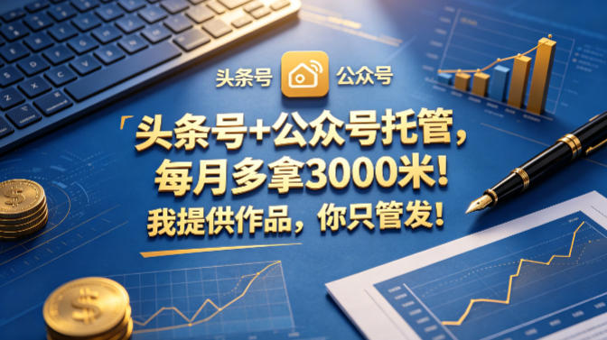 头条号+公众号托管，每月多拿3000米！我提供作品，你只管发！【揭秘】
